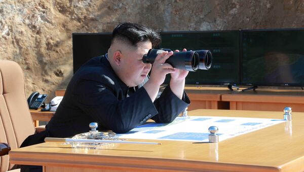 North Korean Leader Kim Jong Un looks on during the test-fire of inter-continental ballistic missile Hwasong-14 in this undated photo released by North Korea's Korean Central News Agency (KCNA) in Pyongyang, July, 4 2017. - اسپوتنیک افغانستان  