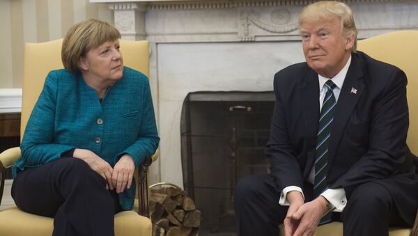Канцлер Германии Ангела Меркель и президента США Дональд Трамп в Вашингтоне - اسپوتنیک افغانستان  