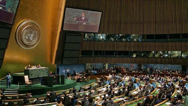 Выступление президента Венесуэлы Уго Чавеса на 61-й сессии Генеральной Ассамблеи ООН - اسپوتنیک افغانستان  