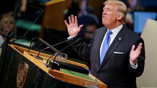 US President Donald Trump addresses the 72nd United Nations General Assembly at UN headquarters in New York, US, September 19, 2017. - اسپوتنیک افغانستان  
