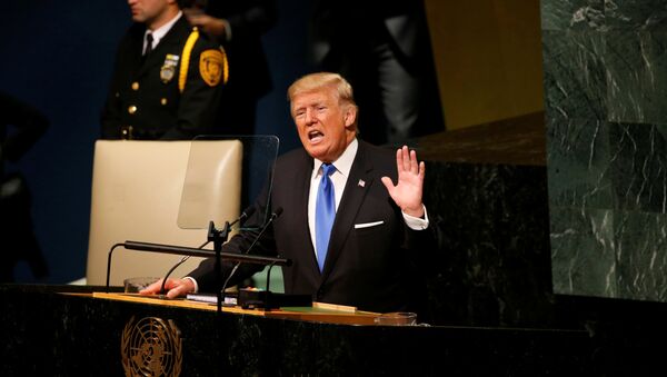 U.S. President Donald Trump delivers his address to the United Nations General Assembly in New York, U.S., September 19, 2017 - اسپوتنیک افغانستان  