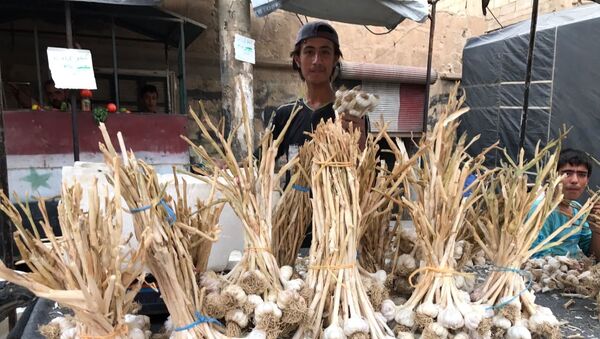 Продажа чеснока на одной из улиц в Дейр-эз-Зоре - اسپوتنیک افغانستان  