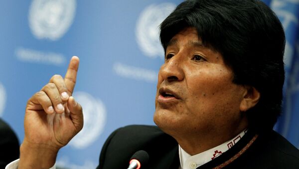 Bolivia's President Evo Morales speaks at a news conference after addressing a United Nations General Assembly special session. - اسپوتنیک افغانستان  