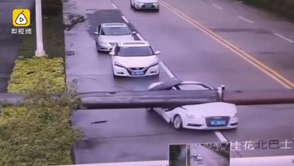 Narrow escape: driver miraculously survived after his car smashed by falling crane on road - اسپوتنیک افغانستان  
