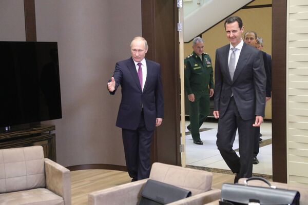 رئیس جمهور روسیه ولادیمیر پوتین و رئیس جمهور سوریه، بشار اسد - اسپوتنیک افغانستان  