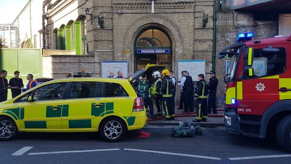 Полицейские и службы безопасности работают около станции метро Parsons Green в западном Лондоне после инцидента на станции - اسپوتنیک افغانستان  