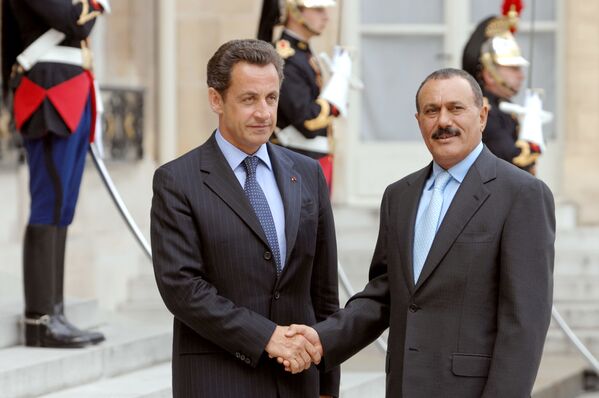 رئیس جمهور فرانسه نیکولا سارکوزی و رئیس جمهور یمن علی عبدالله صالح، 2007 - اسپوتنیک افغانستان  