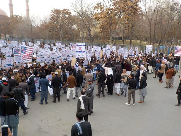 تظاهرات علیه تصمیم رئیس جمهور آمریکا درباره اورشلیم در کابل - اسپوتنیک افغانستان  