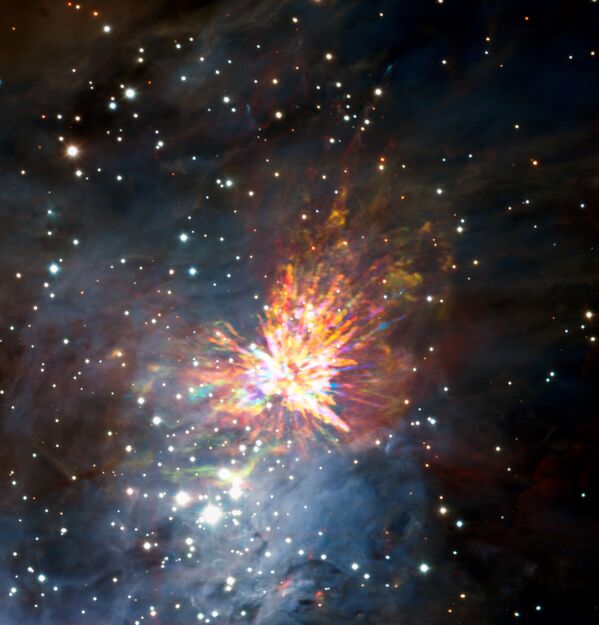 برخورد دو ستاره تازه متولد شده در نشاسته غول آسا در صورت فلکی Orion - اسپوتنیک افغانستان  