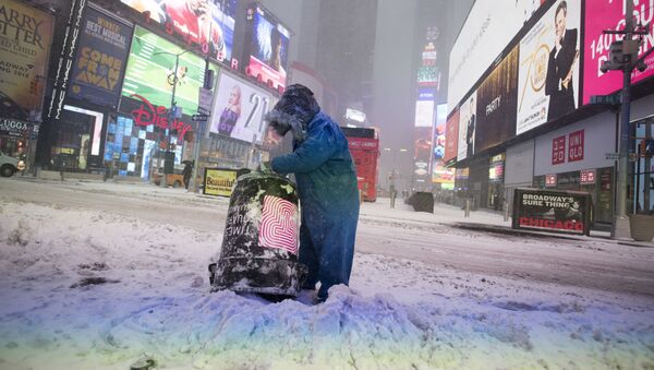 Снег на Таймс-сквер в Нью-Йорке - اسپوتنیک افغانستان  