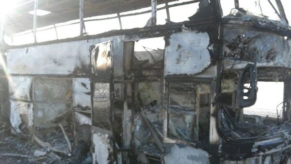 Автобус, сгоревший в Актюбинской области в Казахстане - اسپوتنیک افغانستان  