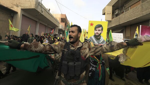 Курдские силы самообороны в сирийском городе Амуда - اسپوتنیک افغانستان  