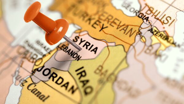 Карта Ближнего Востока с отмеченной булавкой Сирией - اسپوتنیک افغانستان  
