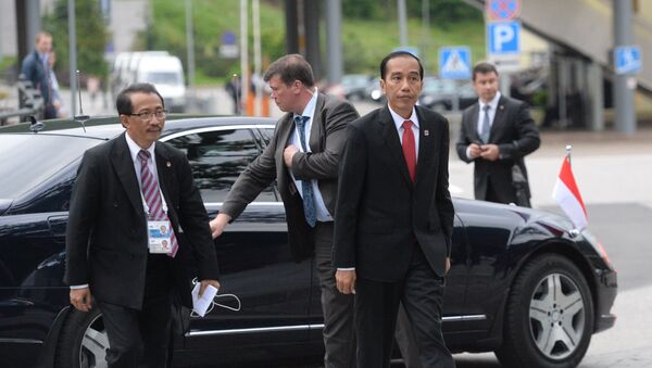 19 May 2016. President of Indonesia Joko Widodo, front, prior to the reception hosted by Russian President Vladimir Putin in honour of the ASEAN-Russia Summit leaders. - اسپوتنیک افغانستان  