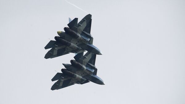 Russian Su-57 fifth-generation fighter aircrafts at the International Aviation and Space Salon MAKS-2017 - اسپوتنیک افغانستان  