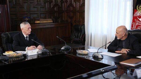 محمد اشرف غنی، رئیس جمهور افغانستان و جیمز متیس، وزیر دفاع امریکا - اسپوتنیک افغانستان  
