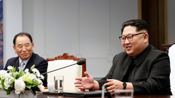 کیم جونگ اون، رهبر کوریای شمالی در حال سخرانی - اسپوتنیک افغانستان  