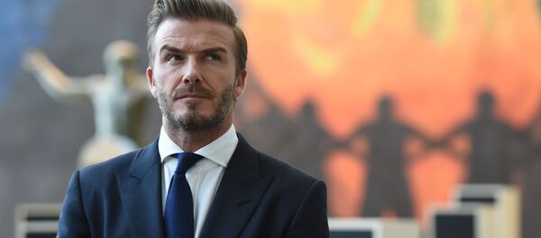 Британский футболист Дэвид Бекхэм на пресс-конференции  - اسپوتنیک افغانستان  