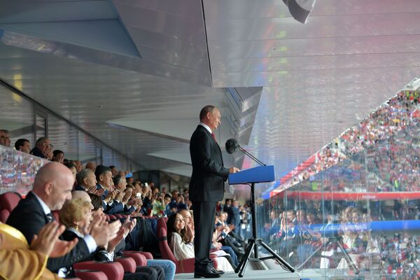 سخرانی ولادیمیر پوتین، رئیس جمهور روسیه در مراسم افتتاحیه مسابقات جام جهانی ۲۰۱۸ روسیه - اسپوتنیک افغانستان  