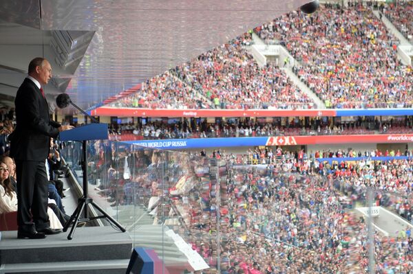 سخرانی ولادیمیر پوتین، رئیس جمهور روسیه در مراسم افتتاحیه مسابقات جام جهانی ۲۰۱۸ روسیه - اسپوتنیک افغانستان  
