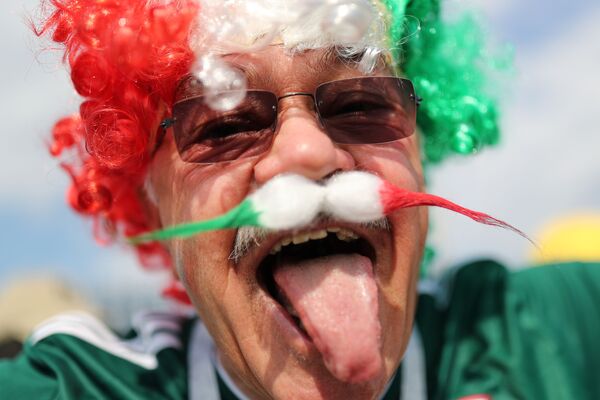 هوادار تیم ملی فوتبال مکزیک قبل از آغاز بازی تیم های آلمان و مکزیک - اسپوتنیک افغانستان  