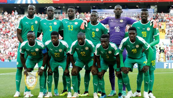 Soccer Football - World Cup - Group H - Poland vs Senegal - Spartak Stadium, Moscow, Russia - June 19, 2018 Senegal players pose for a team group photo before the match - اسپوتنیک افغانستان  