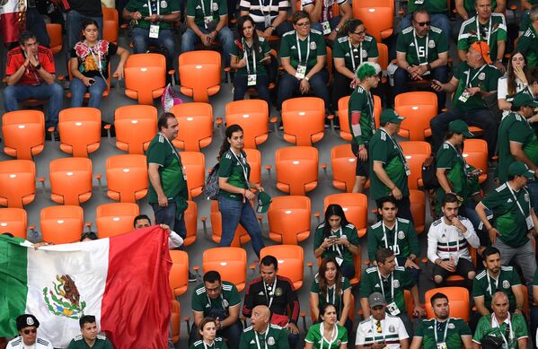 هوادارن تیم ملی فوتبال مکسیکو در مسابقه مرحله گروهی مسابقات جام جهانی بین تیم‌های فوتبال مکسیکو و سویدن - اسپوتنیک افغانستان  
