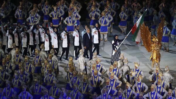 Делегация иранских спортсменов на церемонии открытия Азиатских игр 2018 в Индонезии - اسپوتنیک افغانستان  