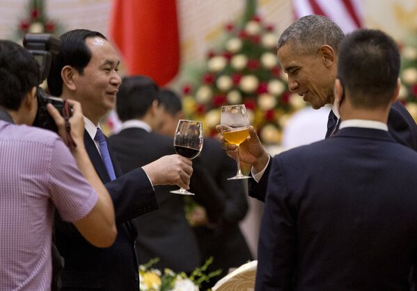 تران دای کوانگ، رئیس جمهور ویتنام با باراک اوباما، همتای امریکایی خود – هانوی، ویتنام - اسپوتنیک افغانستان  