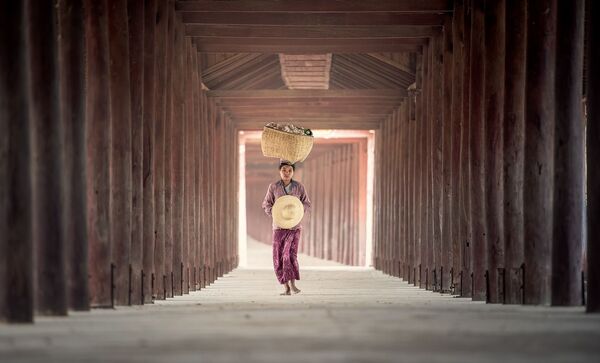 زیباروی آسیایی پس از جمع آوری حاصلات. - اسپوتنیک افغانستان  