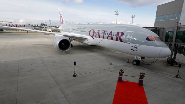 In this Nov. 4, 2015 file photo, a Boeing 787 airplane purchased by Qatar Airways is shown during a delivery ceremony in Everett, Washington. - اسپوتنیک افغانستان  