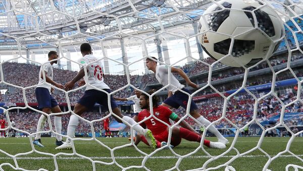 Soccer Football - World Cup - Group G - England vs Panama - Nizhny Novgorod Stadium, Nizhny Novgorod, Russia - June 24, 2018 England's John Stones celebrates scoring their fourth goal - اسپوتنیک افغانستان  