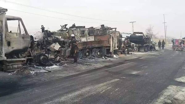 خسارات هنگفت بر قطار اکمالاتی نیروهای امنیتی در مسیر بلخ - میمنه - اسپوتنیک افغانستان  