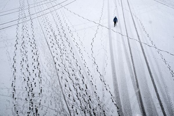 بارش برف در مسکو. - اسپوتنیک افغانستان  