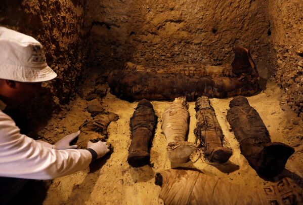 کشف اجساد مومیایی شده در قبرستان باستانی در 340 کیلومتری جنوب قاهره. - اسپوتنیک افغانستان  