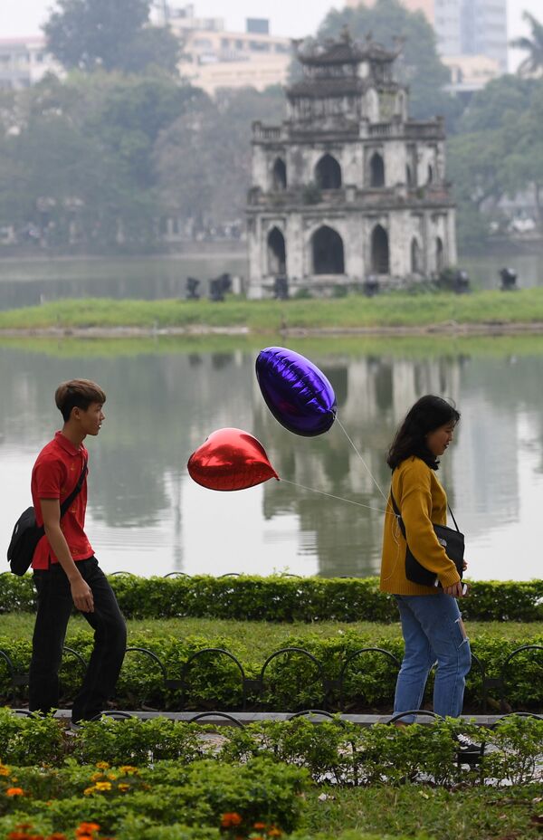 جفت ویتنامی در حال قدم‌زنی در یکی از پارک‌های هانوی، پایتخت ویتنام - اسپوتنیک افغانستان  