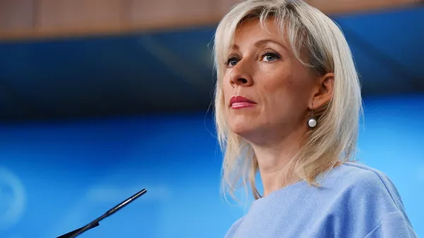 Официальный представитель министерства иностранных дел России Мария Захарова во время брифинга в Москве