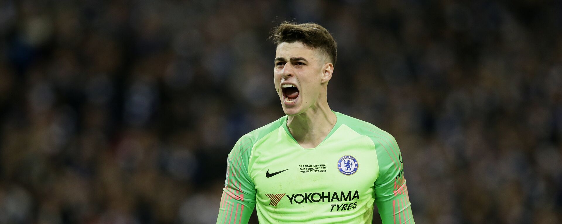 Chelsea's goalkeeper Kepa Arrizabalaga screams at the bench after refusing to be substituted at Wembley on 24 February 2019 - اسپوتنیک افغانستان  , 1920, 21.09.2020