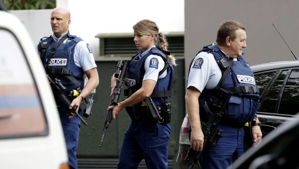 Вооруженные полицейские после стрельбы в мечети Ан-Нур в Крайстчерче, Новая Зеландия - اسپوتنیک افغانستان  