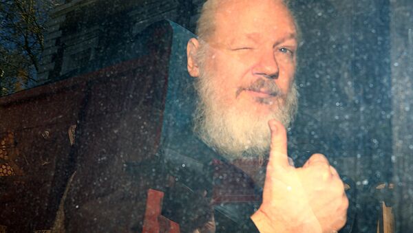 WikiLeaks founder Julian Assange arrives at the Westminster Magistrates Court, after he was arrested in London, Britain April 11, 2019. - اسپوتنیک افغانستان  
