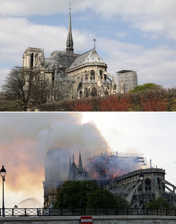 کلیسای نوتردام پاریس قبل و بعد از آتش‌سوزی - اسپوتنیک افغانستان  