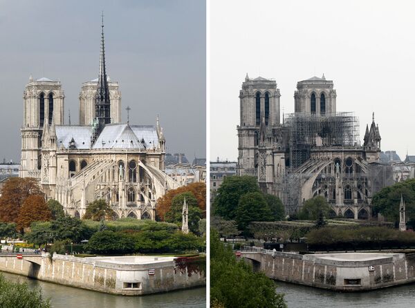 کلیسای نوتردام پاریس قبل و بعد از آتش‌سوزی - اسپوتنیک افغانستان  
