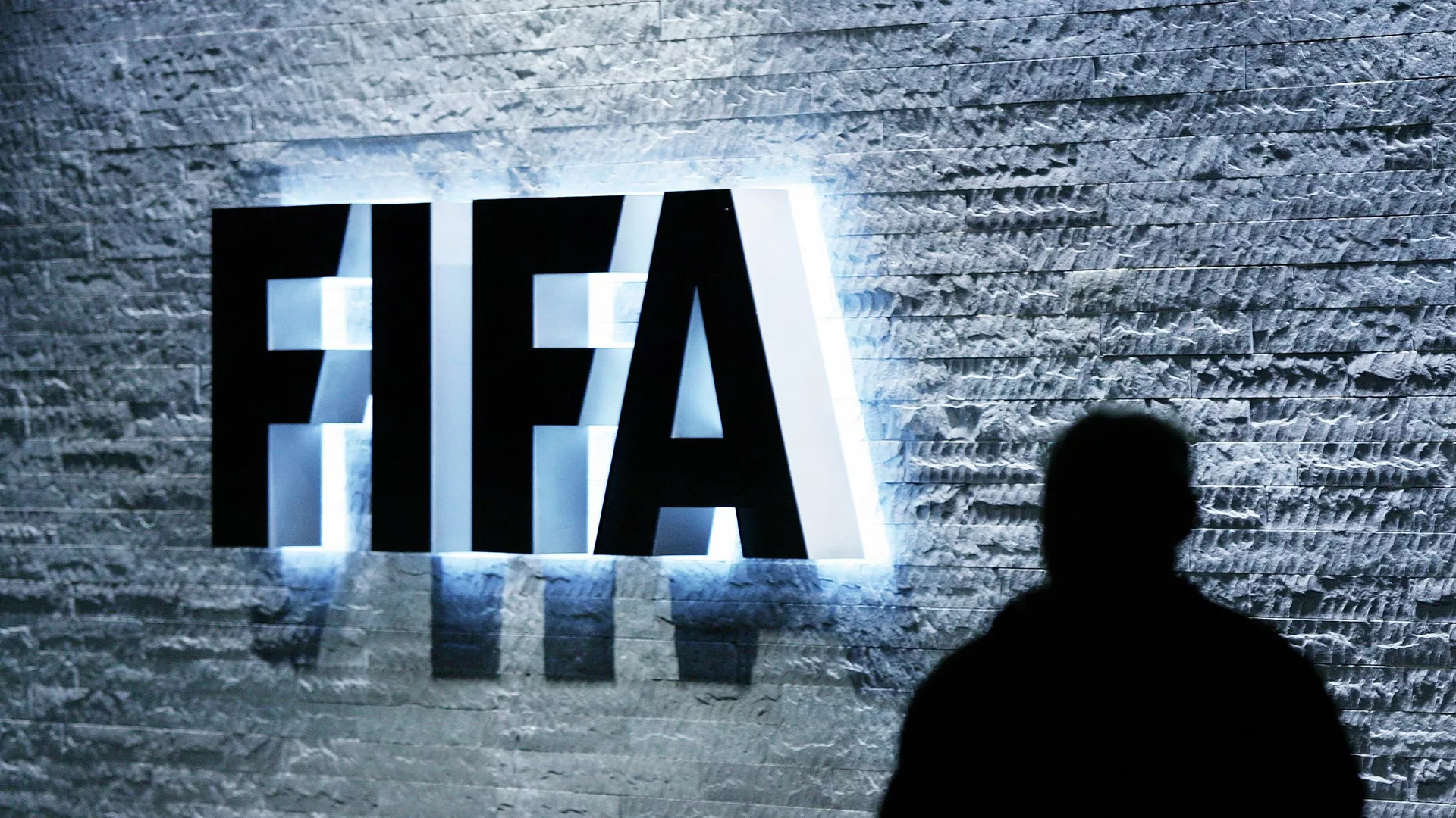 The FIFA logo at the headquarters Zurich, Switzerland