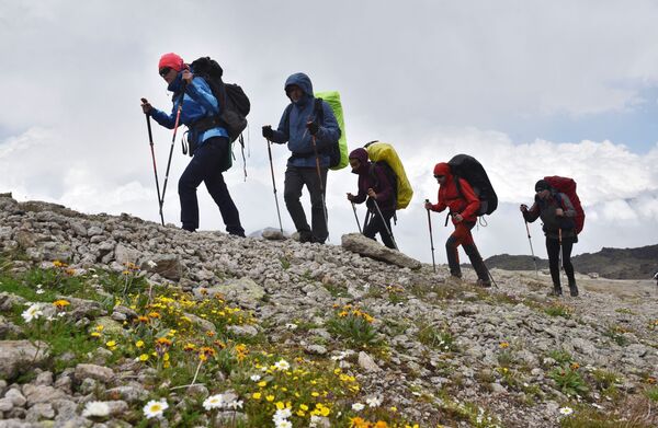 کوهنوردان هنگام صعود به بلندترین قله کوه البرز - اسپوتنیک افغانستان  