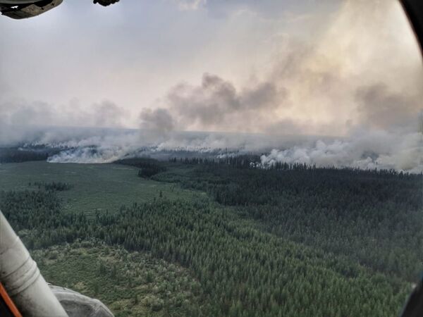 Дым над территорией лесных пожаров в Верхоянском районе республики Саха в Якутии - اسپوتنیک افغانستان  