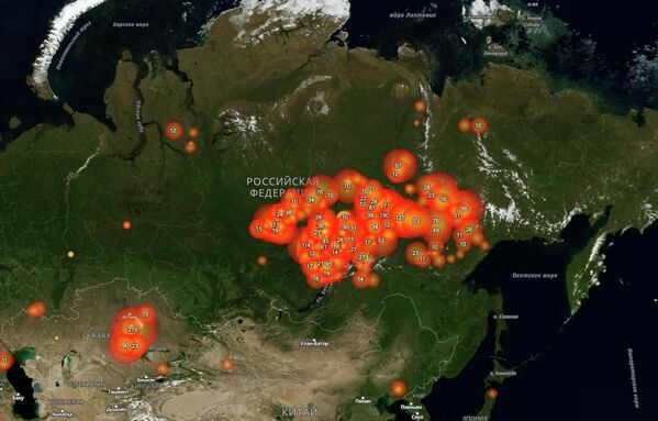 Карта пожаров по данным сайта fires.ru - اسپوتنیک افغانستان  