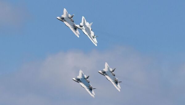 Многофункциональные истребители Су-57 во время подготовки к открытию МАКС-2019 в Жуковском - اسپوتنیک افغانستان  