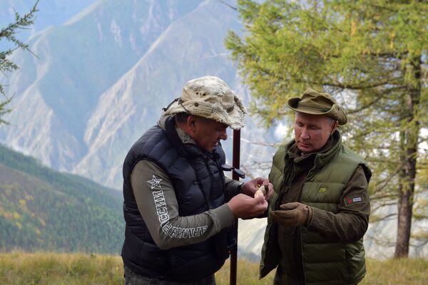 ولادیمیر پوتین، رهبر روسیه و سرگئی شویگو، وزیر دفاع روسیه، در حالی گشت زدند در جنگل‌های انبوه سیبری - اسپوتنیک افغانستان  
