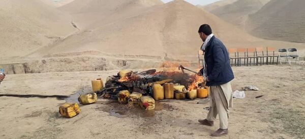 از بین بردن ۱۵۰۰ کیلو گرام مواد مخدر در ولایت بادغیس - اسپوتنیک افغانستان  