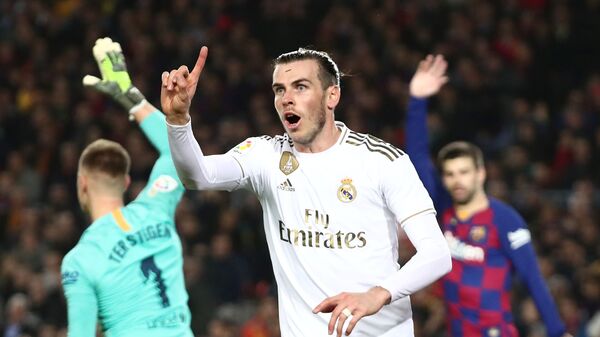 Gareth Bale, delantero del Real Madrid, tras marcar un gol de fuera de juego contra el Barcelona en el Camp Nou, el 18 de diciembre de 2019 - اسپوتنیک افغانستان  